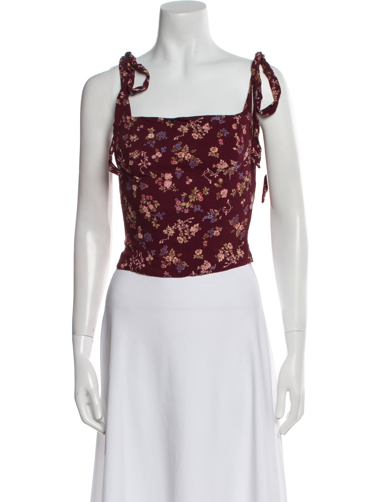 Reformation Floral Print Square Neckline Crop Top