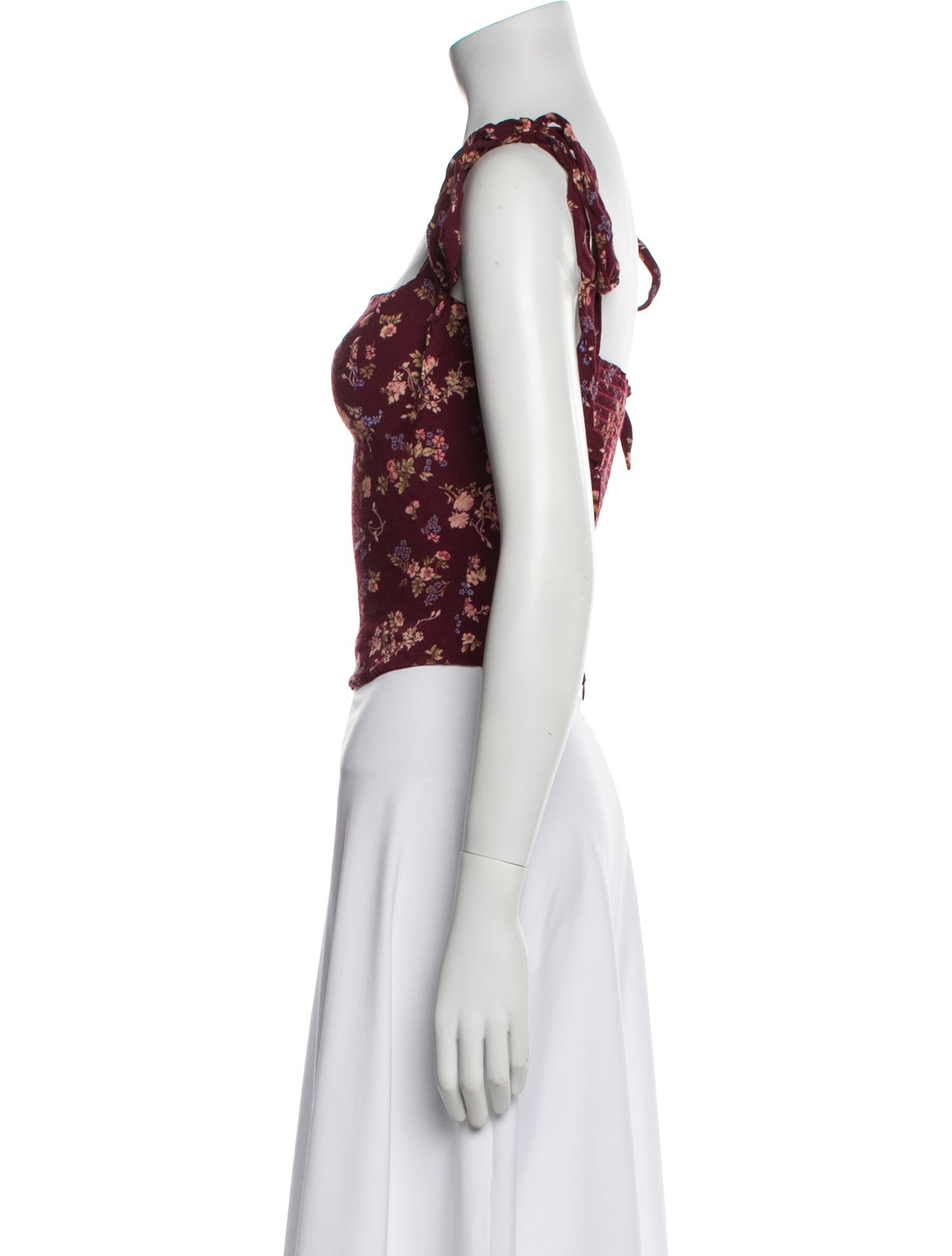 Reformation Floral Print Square Neckline Crop Top