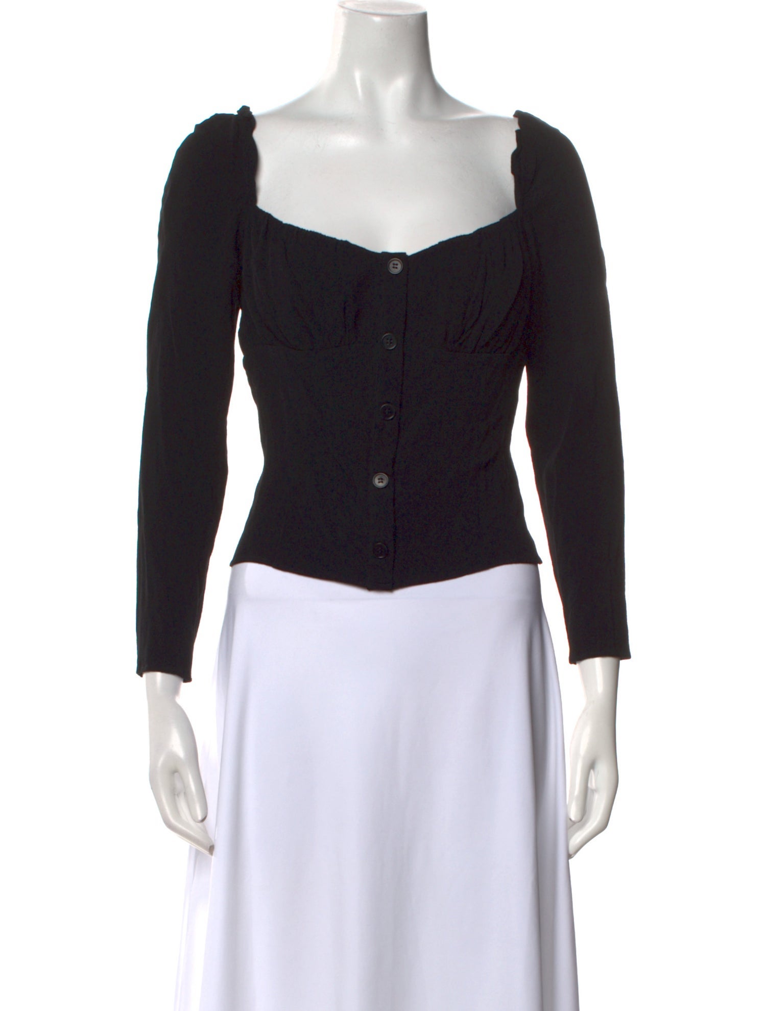 Reformation Square Neckline Three-Quarter Sleeve Crop Top