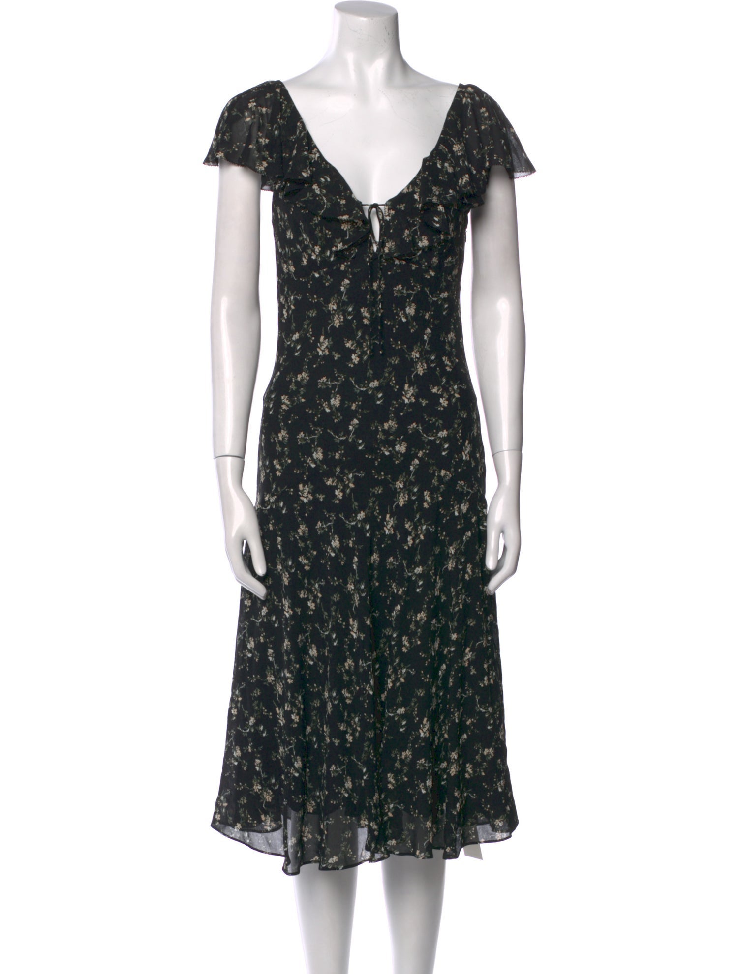 Reformation Floral Print Midi Length Dress