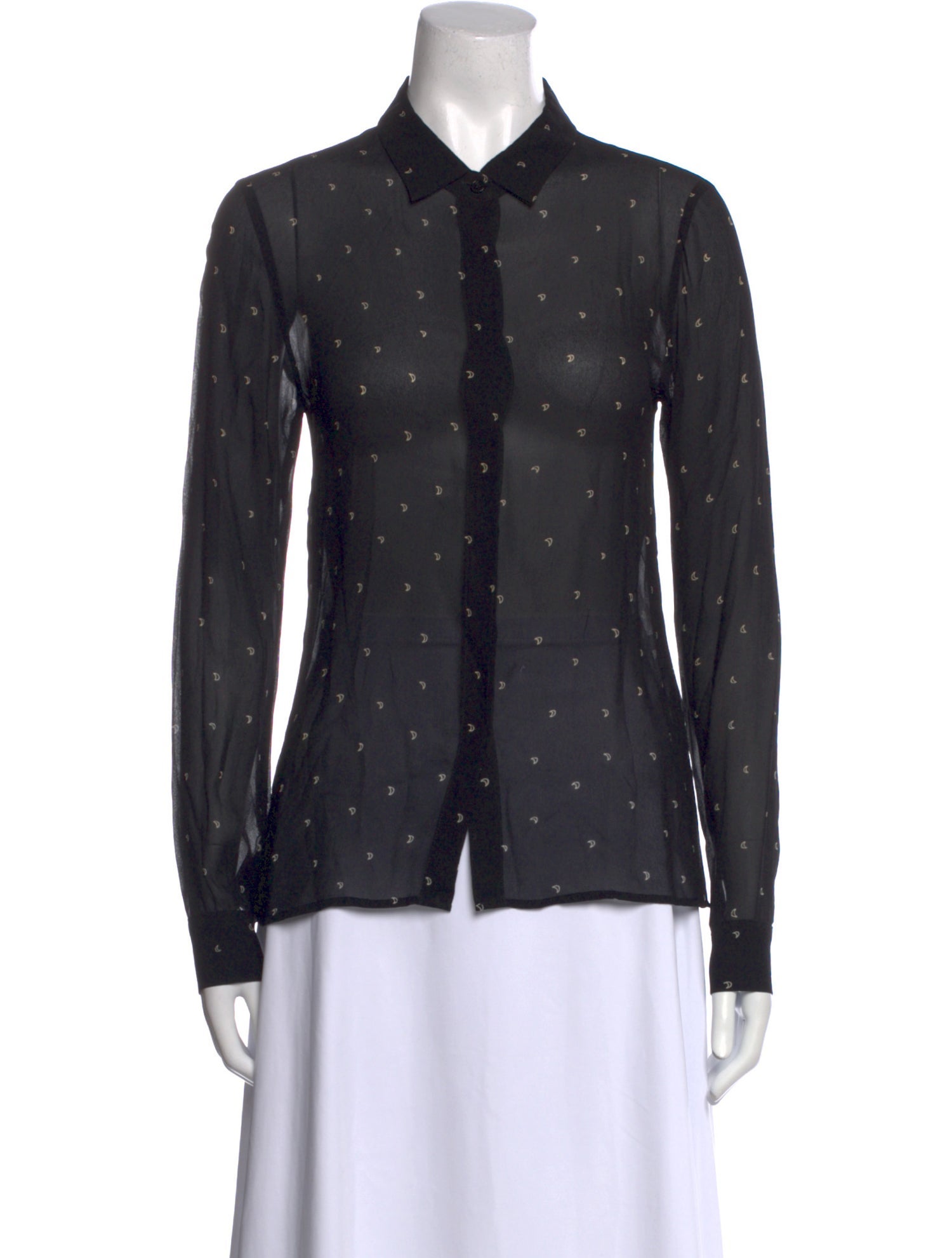Reformation Polka Dot Print Long Sleeve Button-Up Top