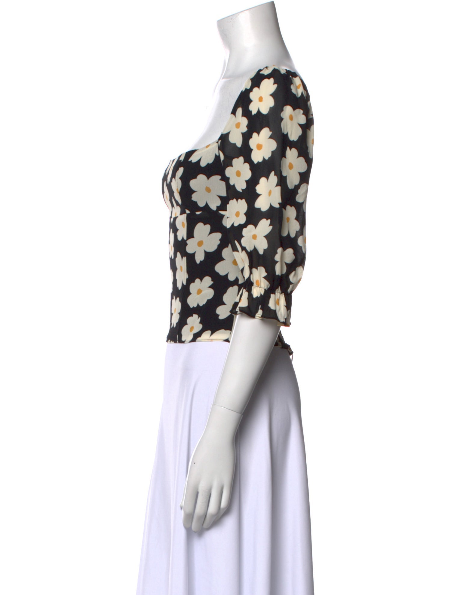 Reformation Floral Print Square Neckline Crop Top