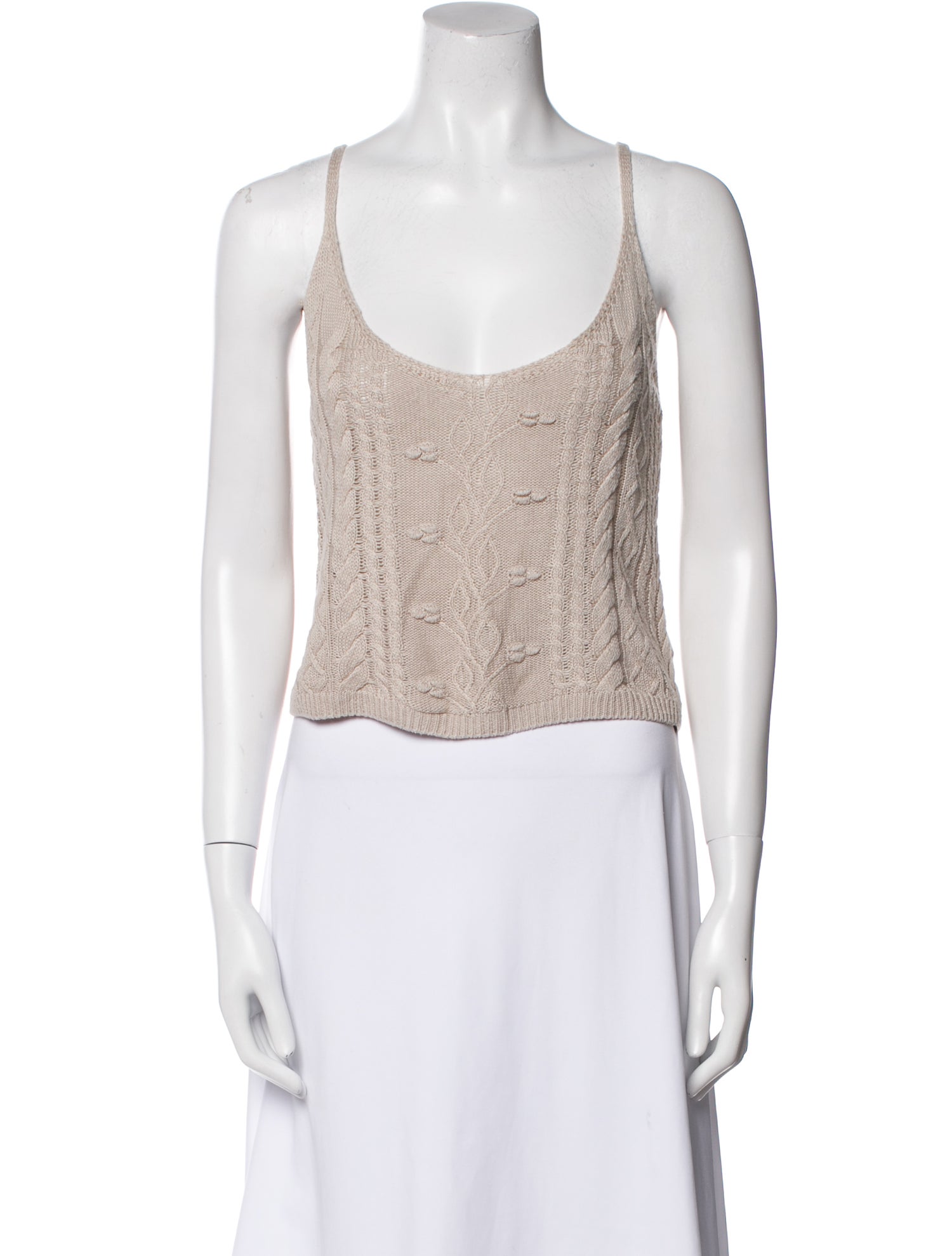 Reformation Cable Knit Scoop Neck Crop Top