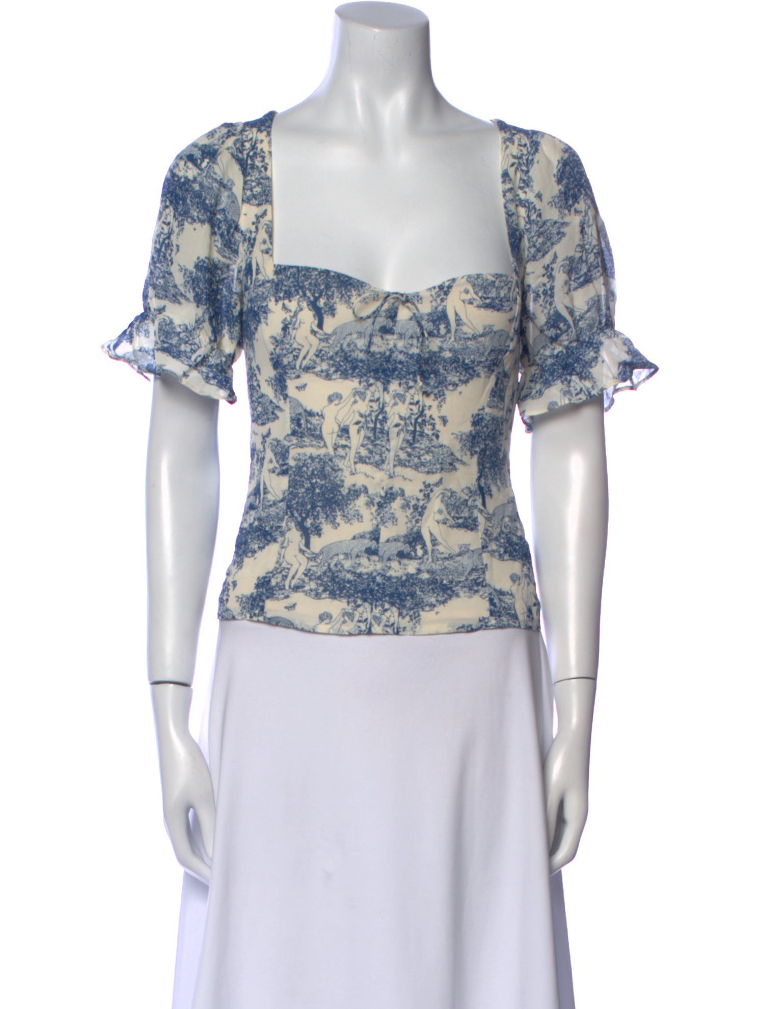 Reformation Printed Square Neckline Crop Top