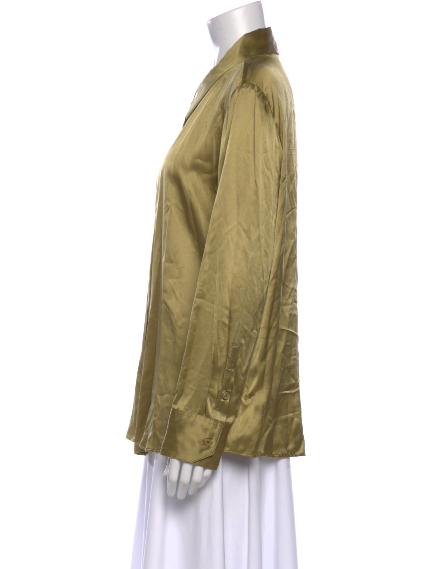 Reformation Silk Long Sleeve Button-Up Top