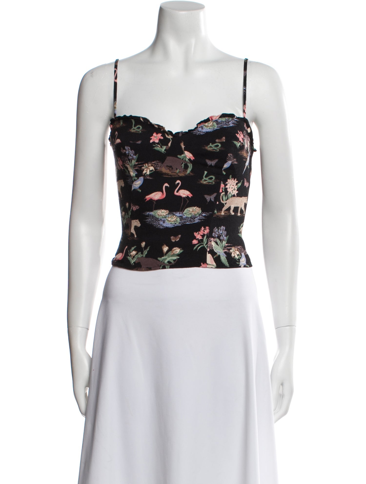 Reformation Floral Print Square Neckline Crop Top