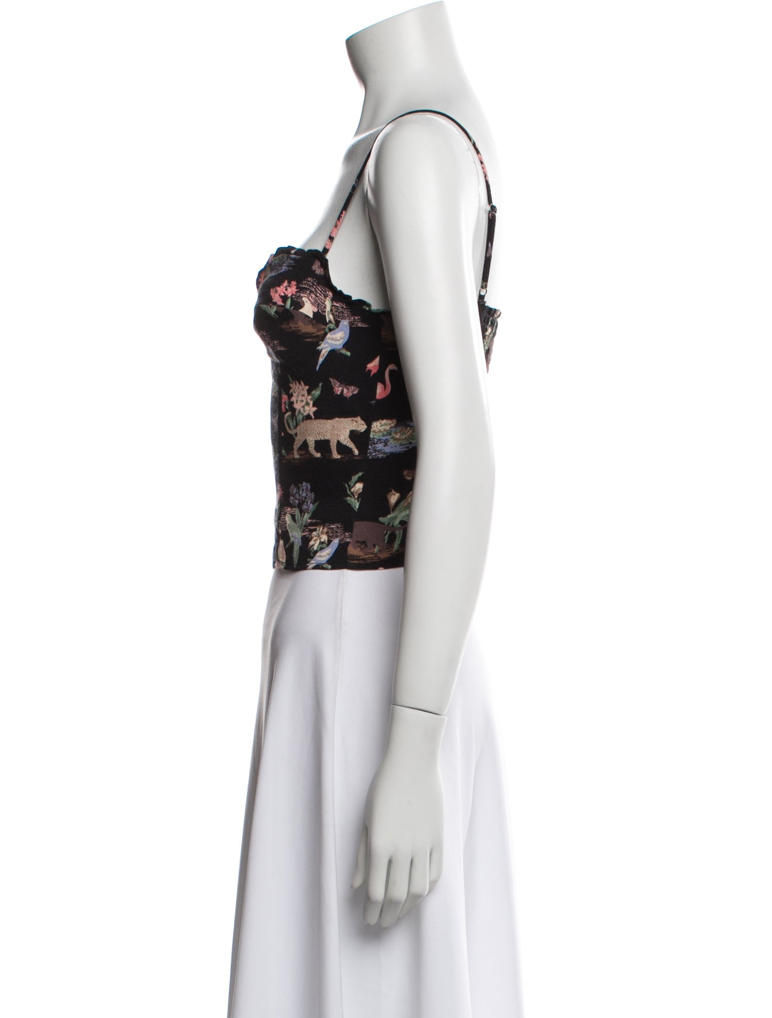 Reformation Floral Print Square Neckline Crop Top