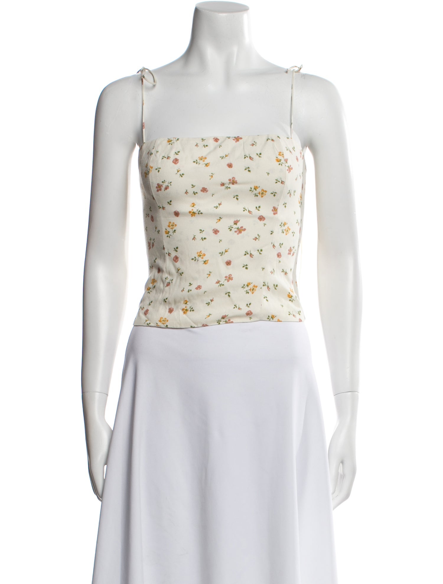 Reformation Floral Print Square Neckline Crop Top