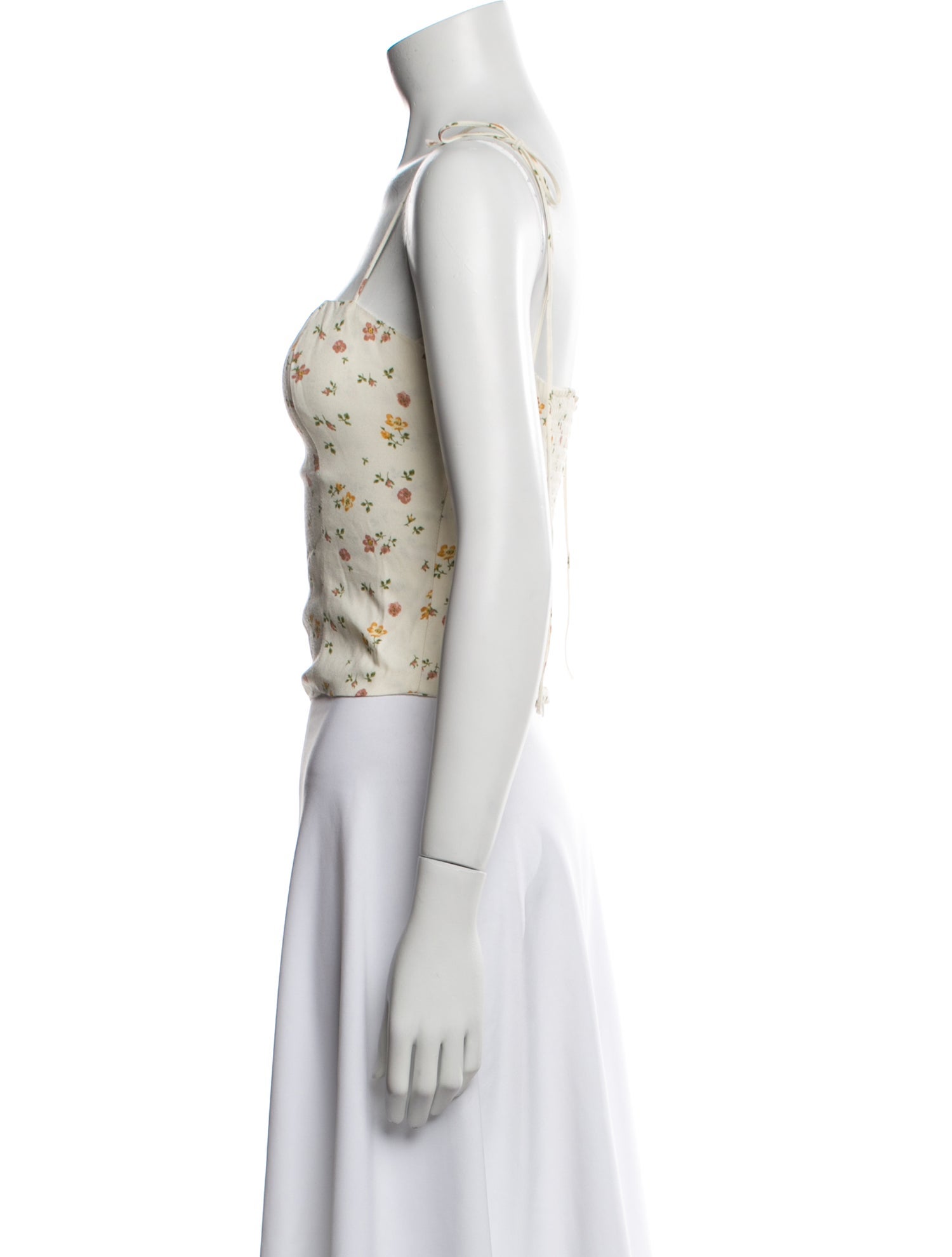 Reformation Floral Print Square Neckline Crop Top