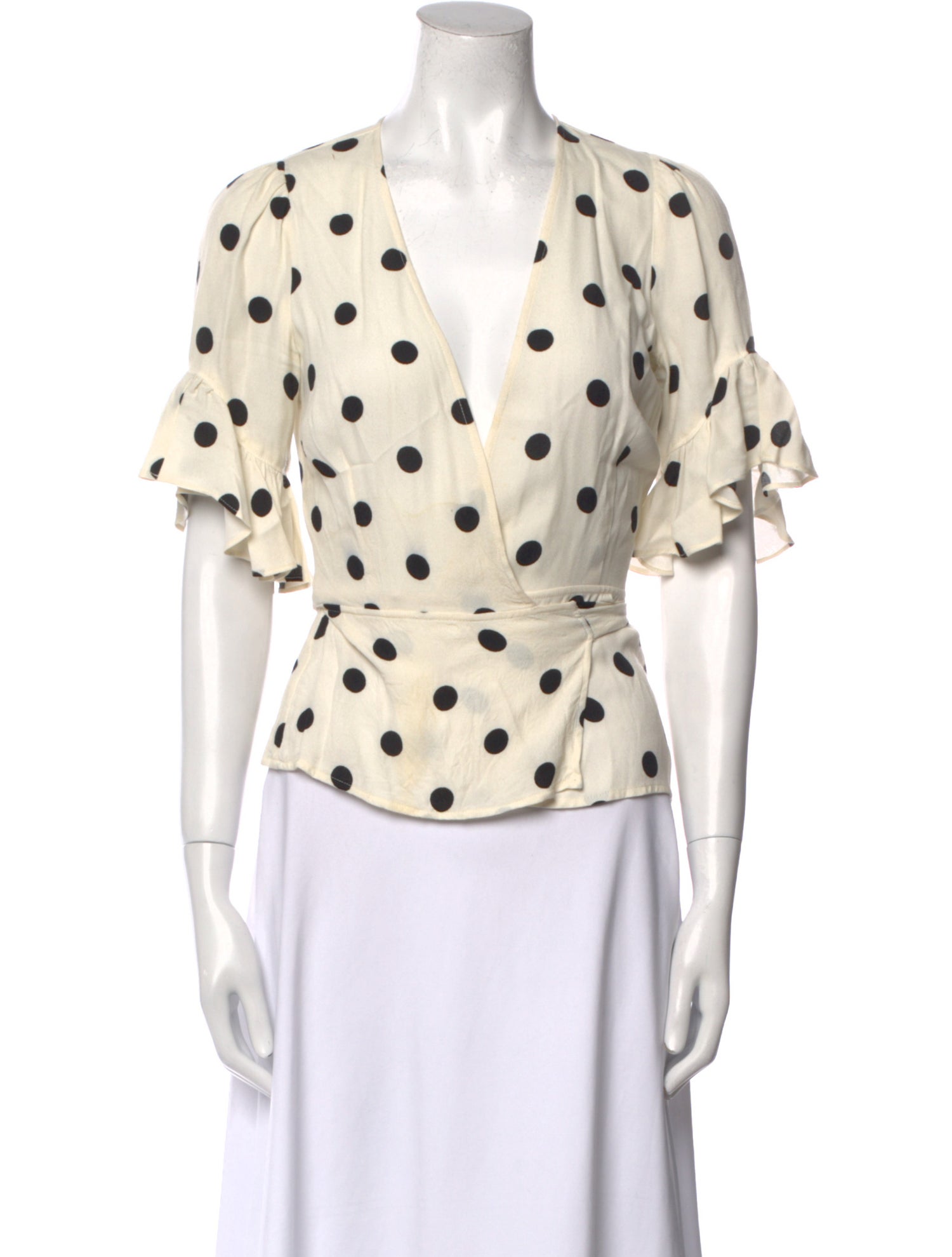 Reformation Polka Dot Print V-Neck Top