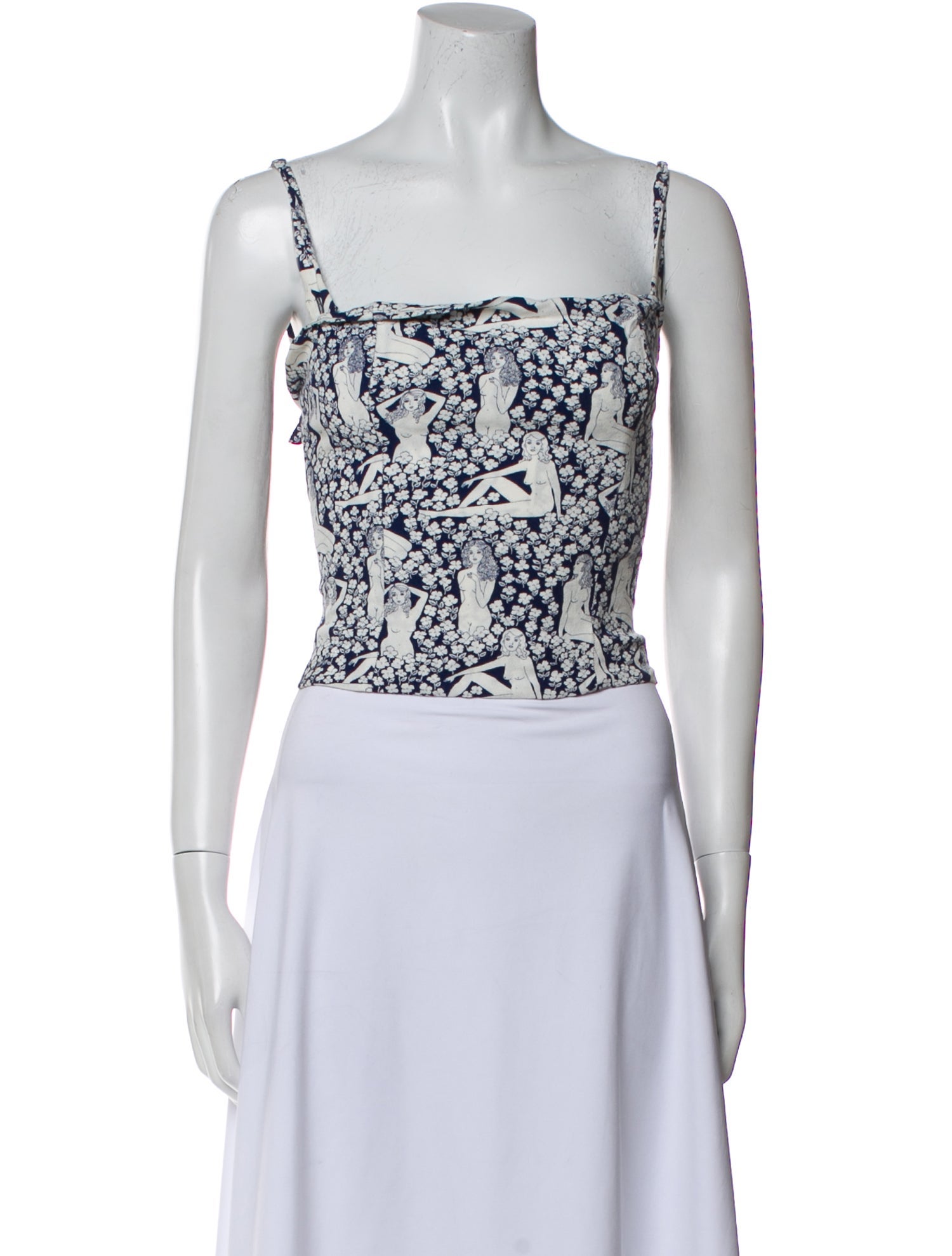 Reformation Printed Square Neckline Crop Top