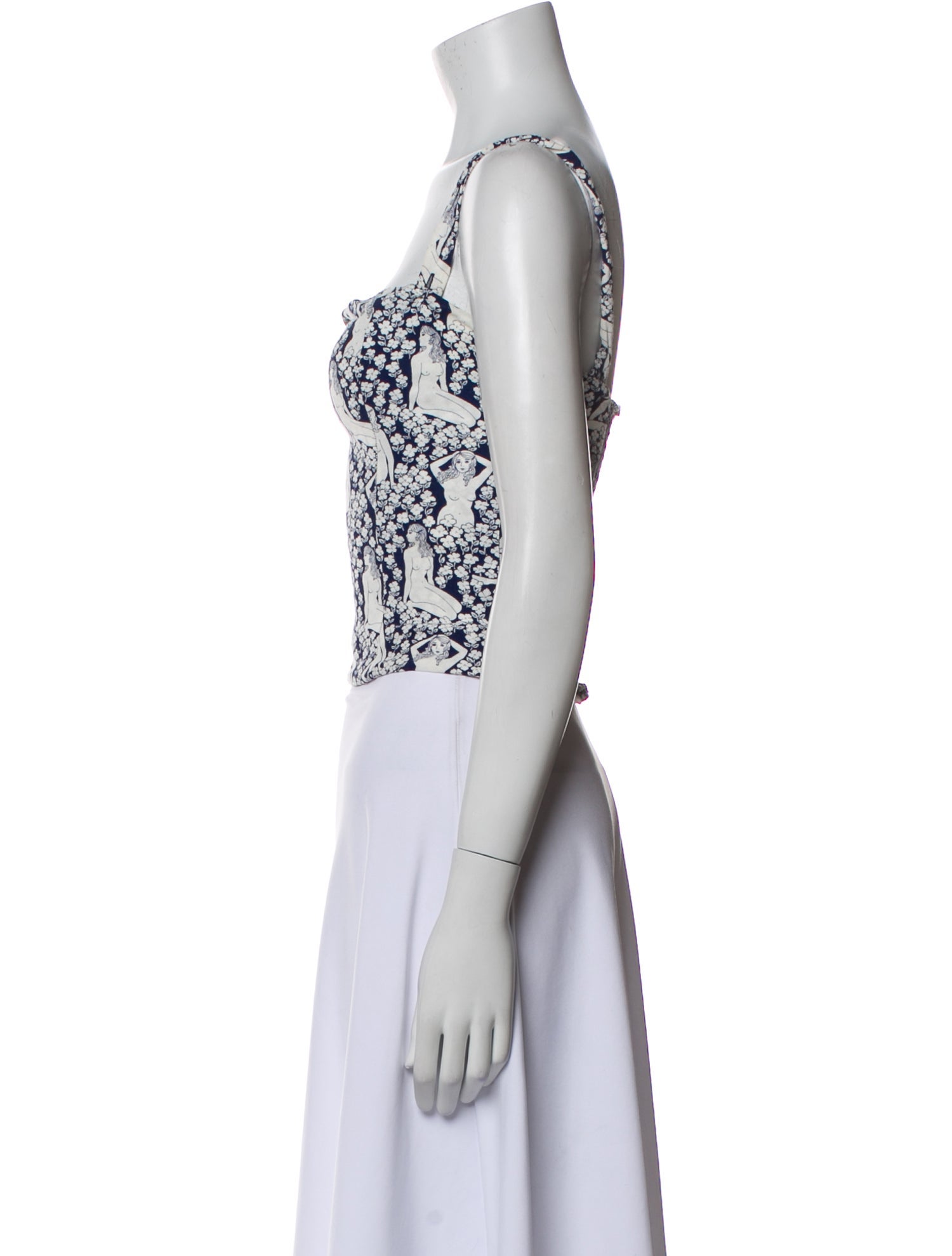 Reformation Printed Square Neckline Crop Top