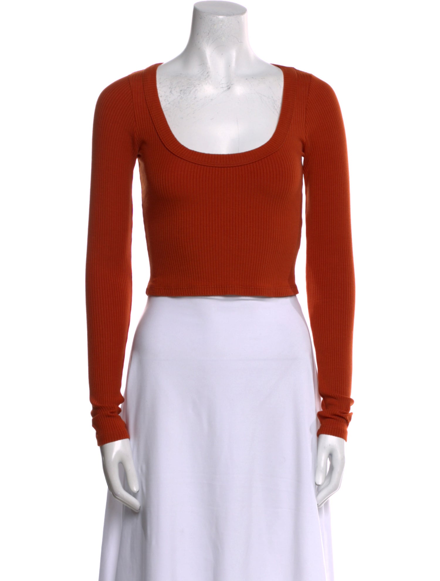 Reformation Scoop Neck Long Sleeve Crop Top