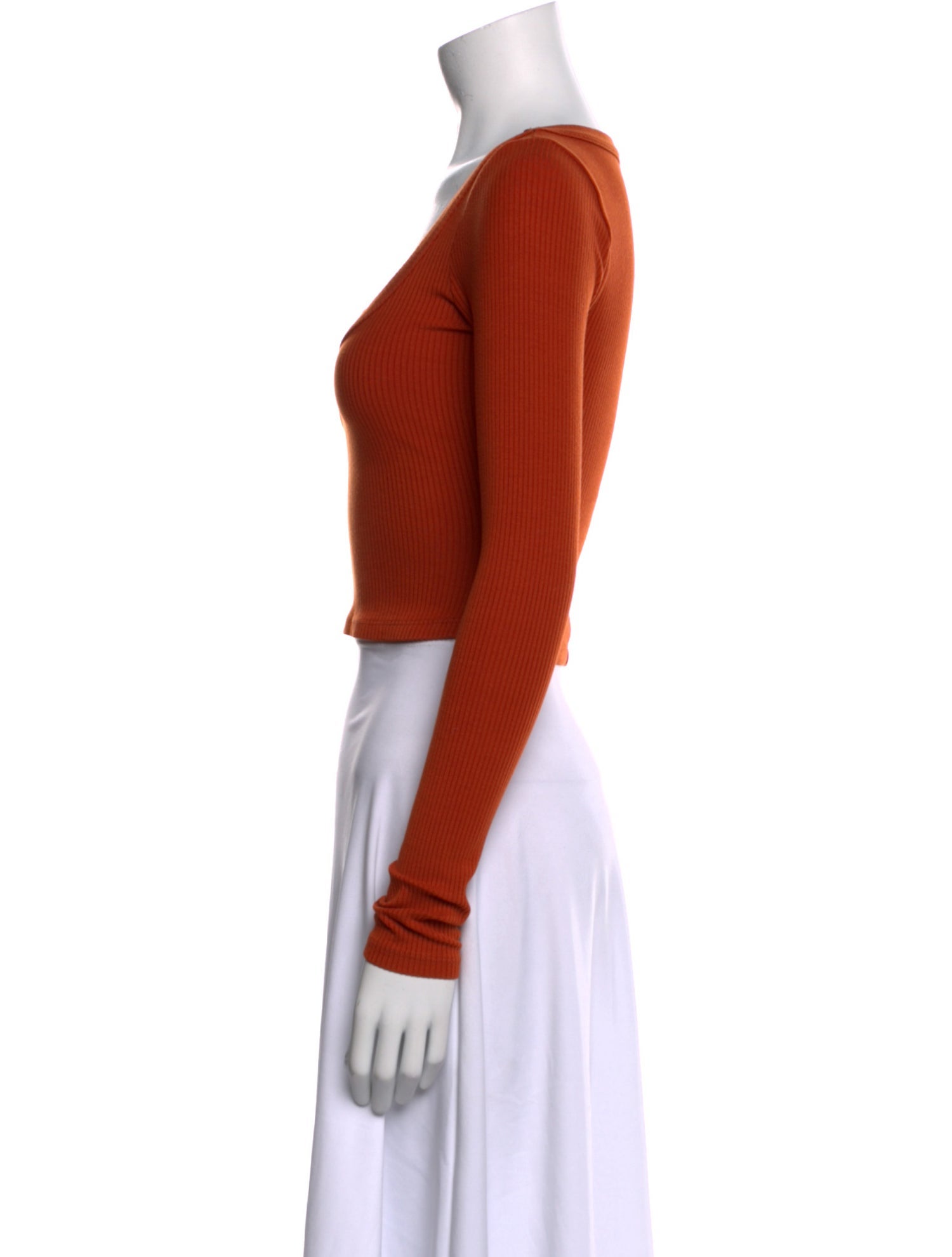 Reformation Scoop Neck Long Sleeve Crop Top