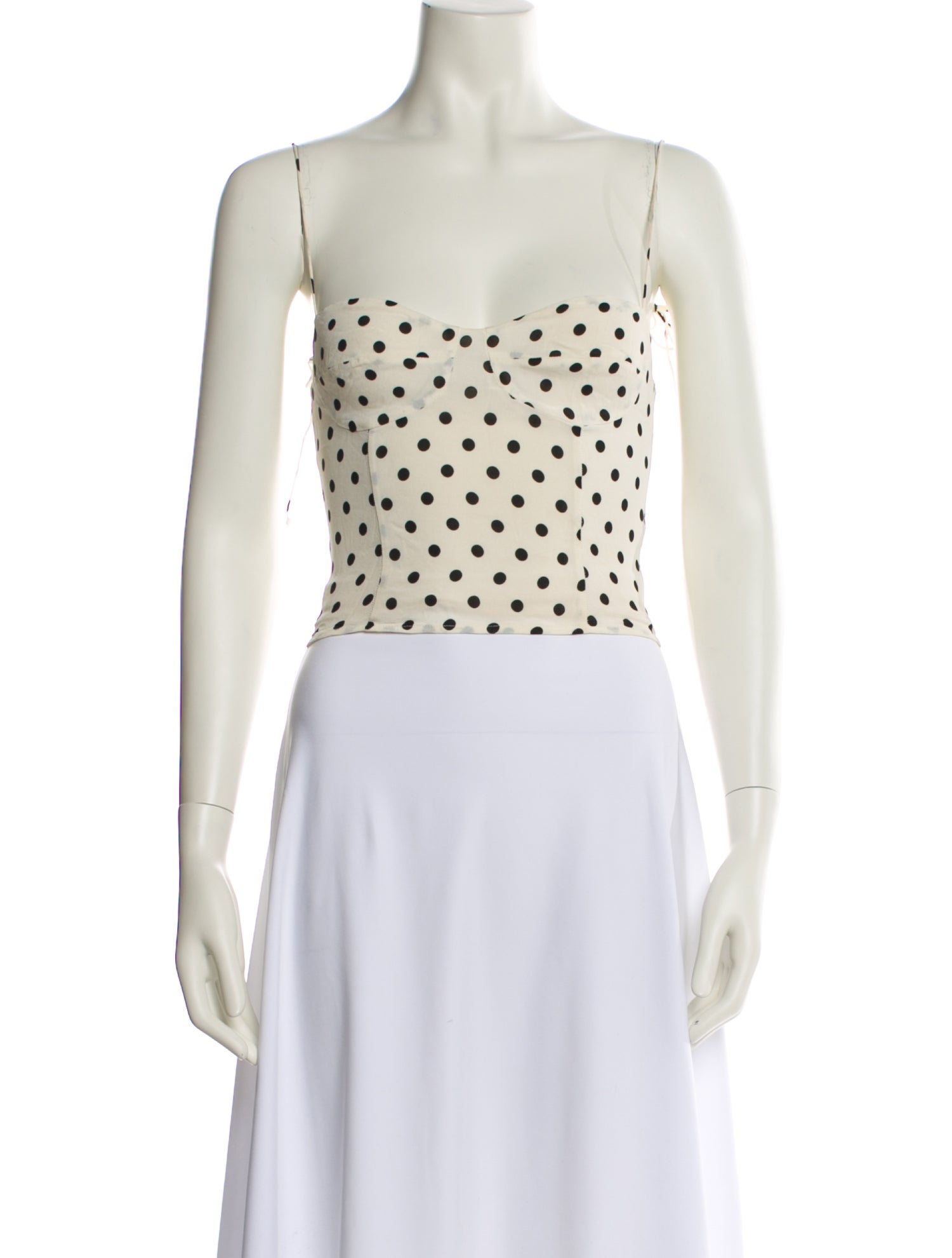 Reformation Polka Dot Print Square Neckline Crop Top