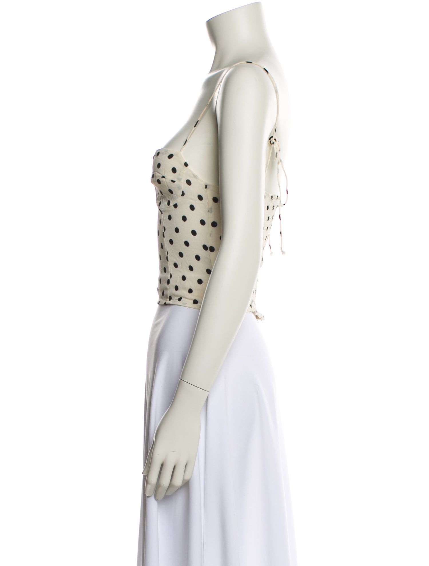 Reformation Polka Dot Print Square Neckline Crop Top