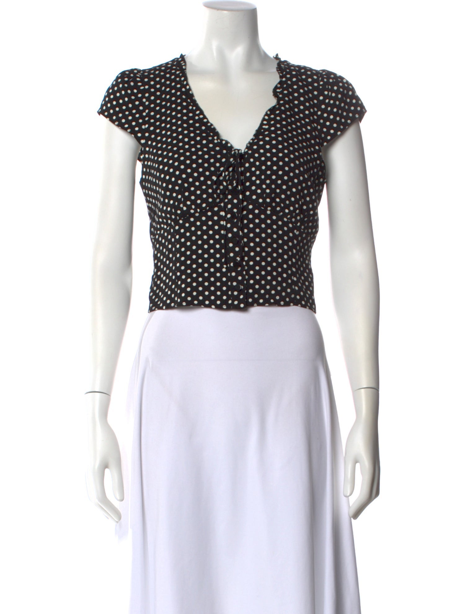 Reformation Polka Dot Print V-Neck Crop Top w/ Tags