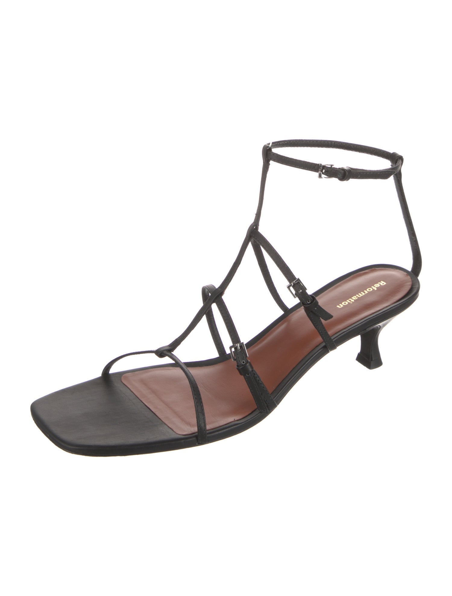 Reformation Leather T-Strap Sandals