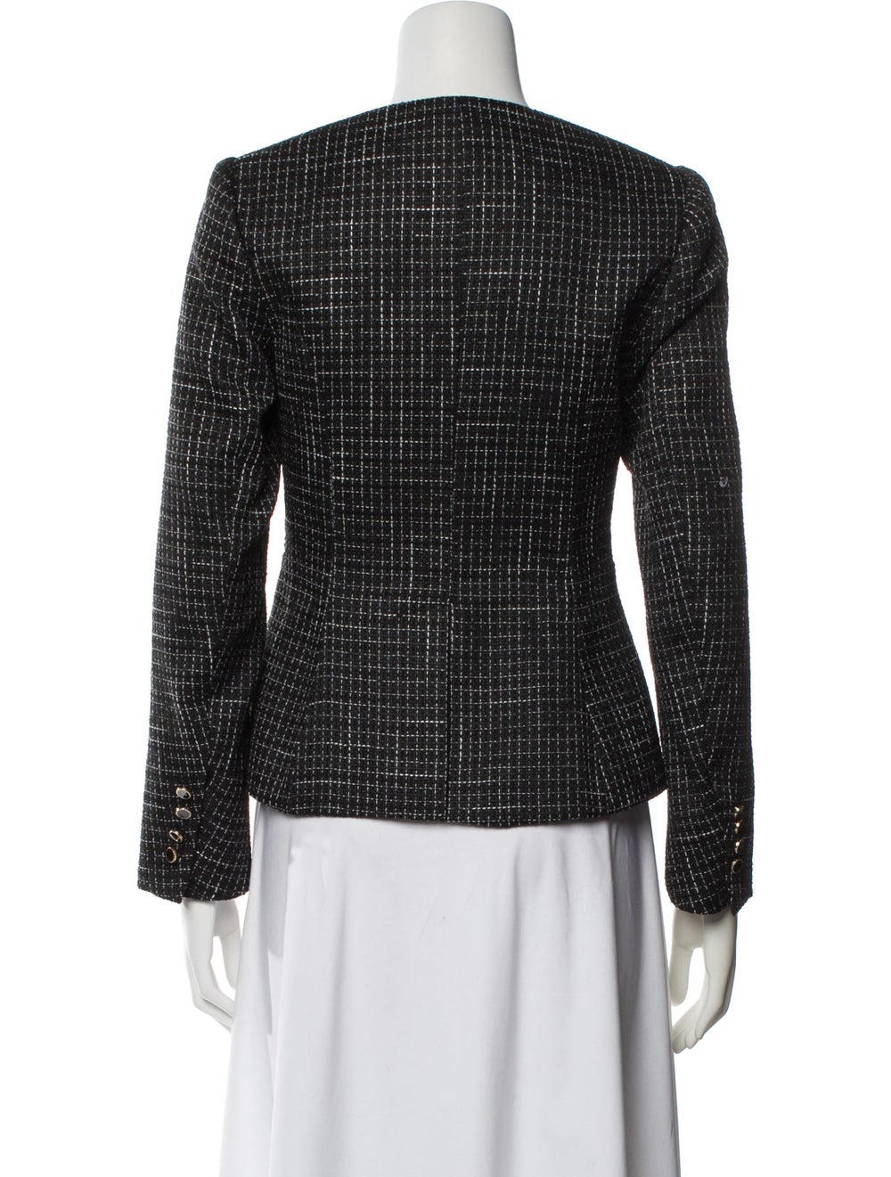Reformation Jacket Black Tweed Pattern Collarless - image 3