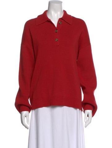 Pre-owned Reformation Long Sleeve Polo In Red