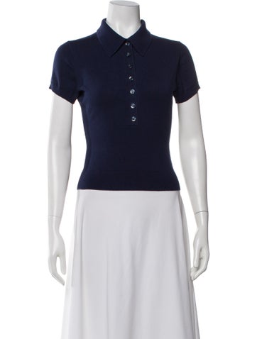 Pre-owned Reformation Short Sleeve Polo In Blue