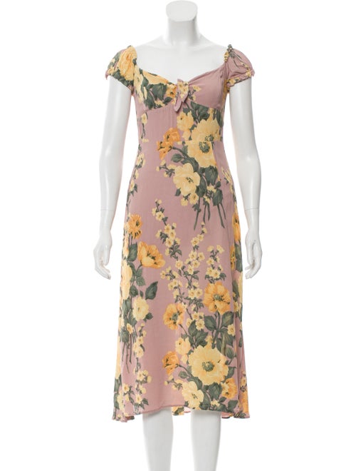 Reformation Floral Midi Dress Beige
