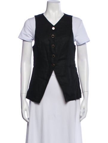 Pre-owned Reformation Linen Vest In Black