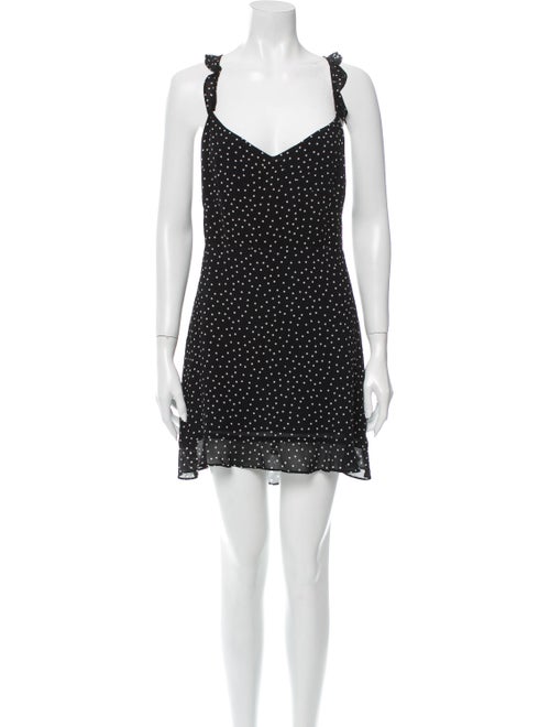 Reformation Polka Dot Print Mini Dress Black