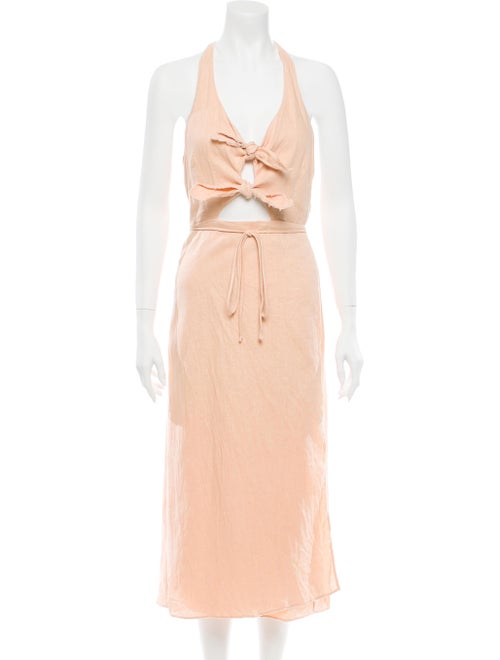 Reformation Linen Long Dress Pink