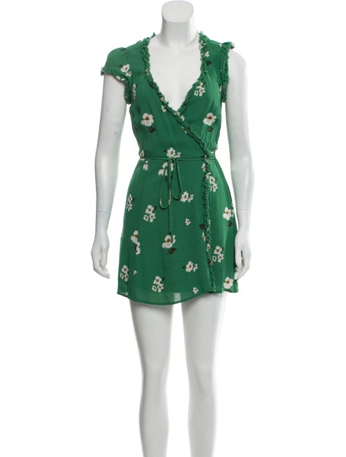 Reformation Floral Print Mini Dress Green