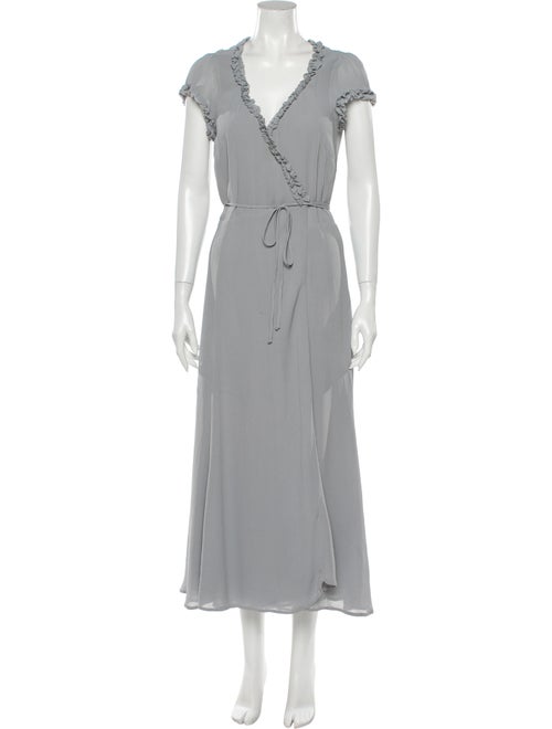Reformation Ruffle-Trimmed Maxi Wrap Dress Grey