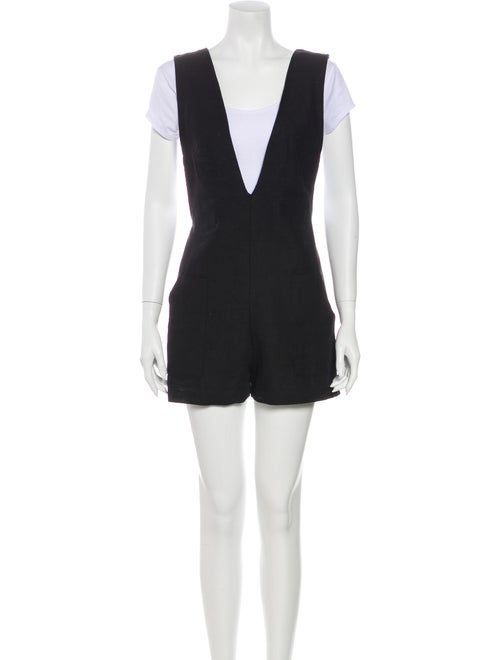 Reformation Plunge Neckline Romper Black