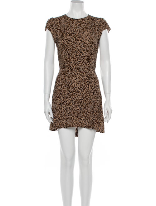 Reformation Animal Print Mini Dress Brown