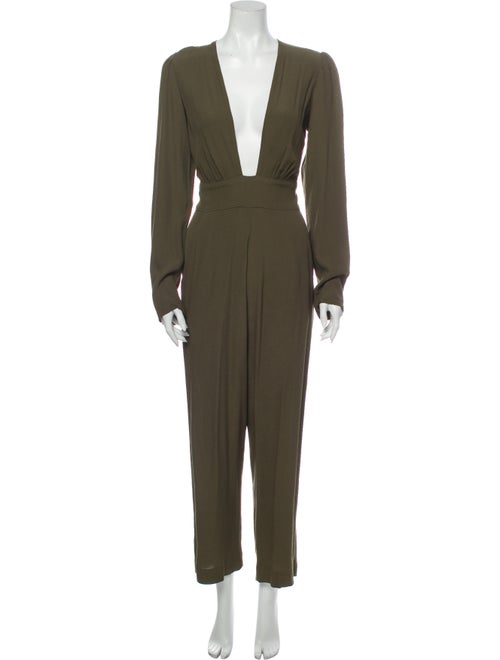 Reformation Plunge Neckline Jumpsuit Green