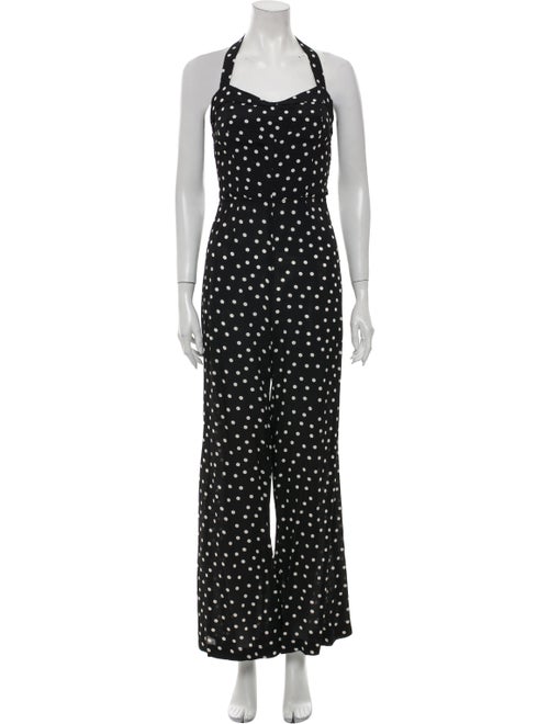 Reformation Polka Dot Print Halterneck Jumpsuit Bl