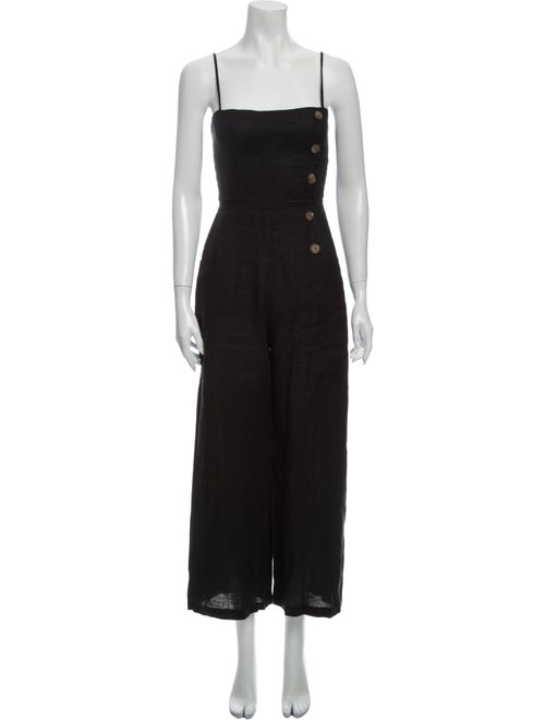 Reformation Linen Square Neckline Jumpsuit Black