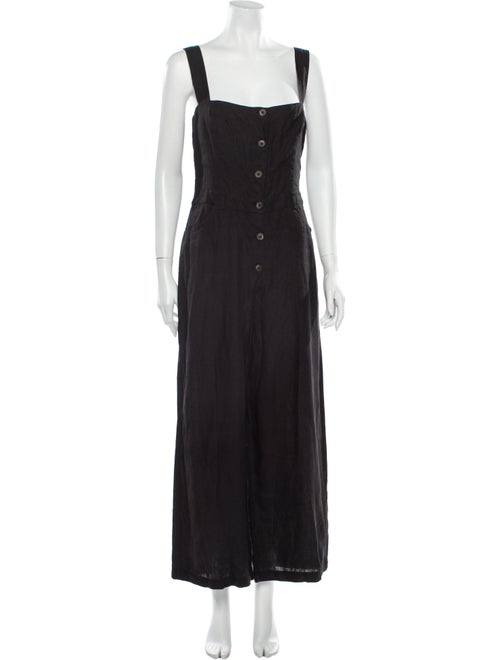 Reformation Linen Square Neckline Jumpsuit Black