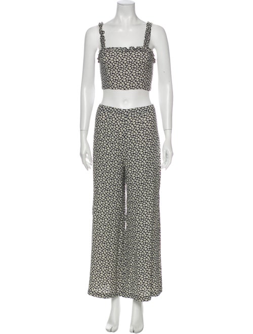 Reformation Floral Print Pant Set Blue
