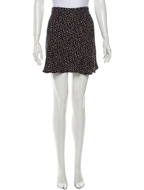 Reformation Polka Dot Print Mini Skirt Black