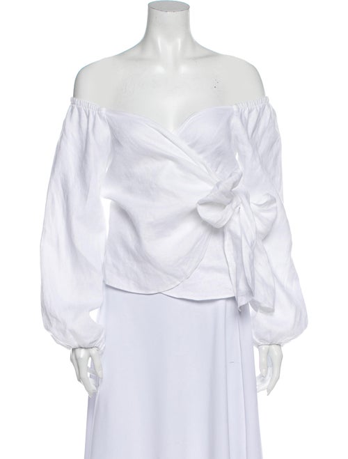 Reformation Linen Off-The-Shoulder Blouse White