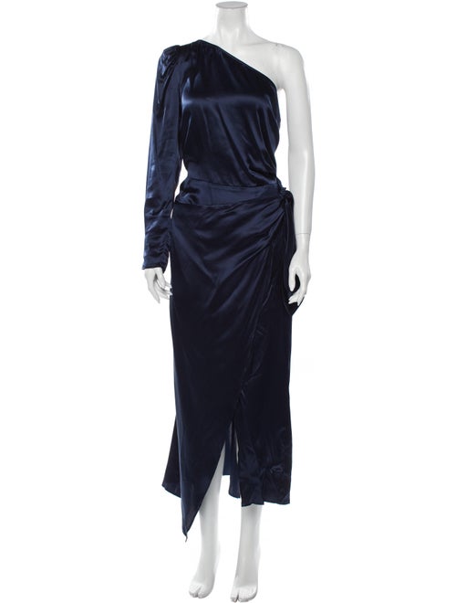 Reformation Silk Long Dress Blue