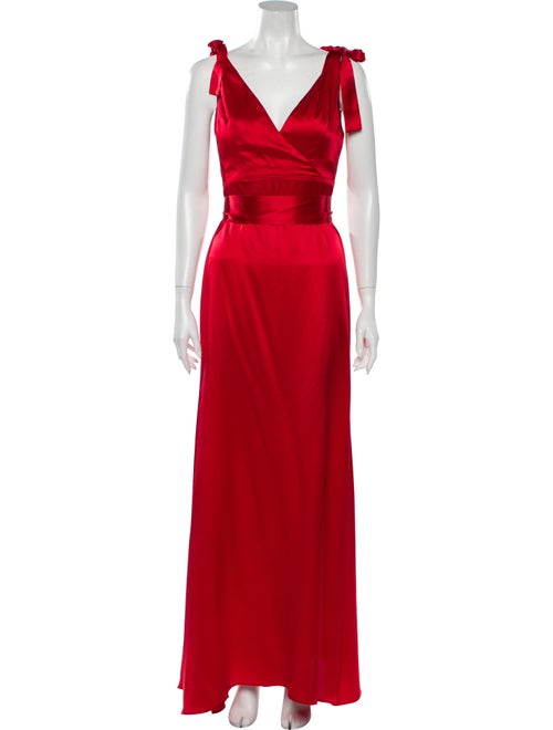 Reformation Silk Long Dress Red