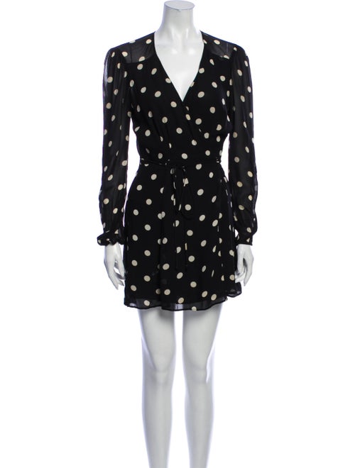 Reformation Polka Dot Print Mini Dress Black