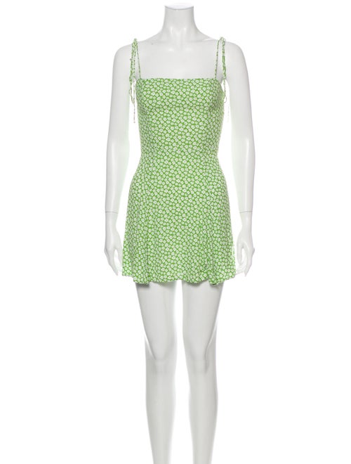 Reformation Floral Print Mini Dress Green