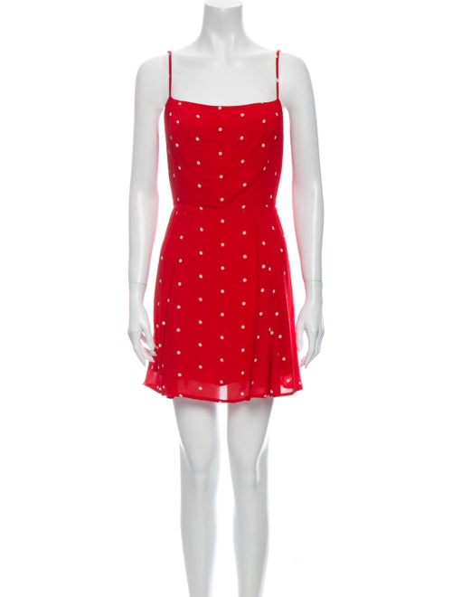 Reformation Polka Dot Print Mini Dress Red