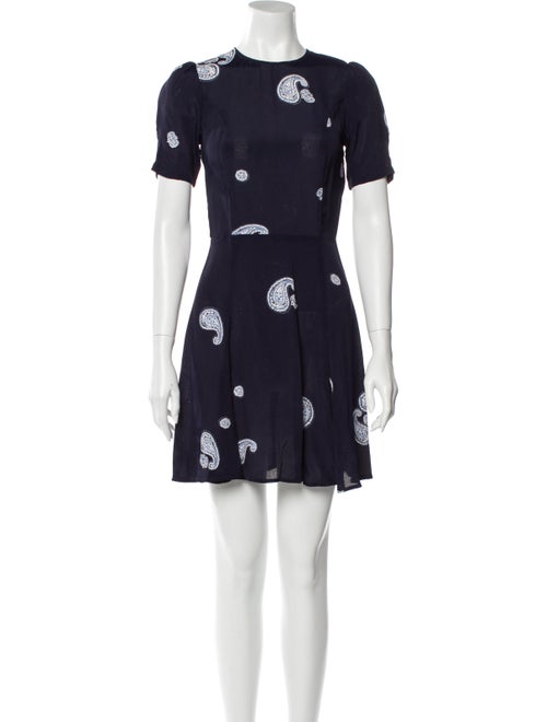 Reformation Printed Mini Dress Blue