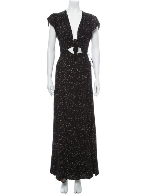 Reformation Printed Long Dress Black