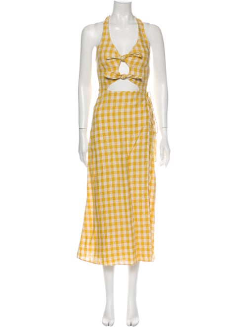 Reformation Linen Long Dress Yellow