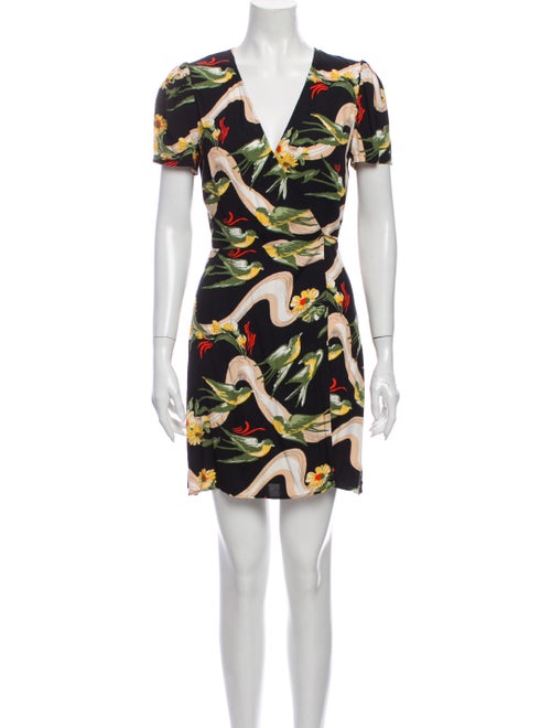 Reformation Printed Mini Dress Black