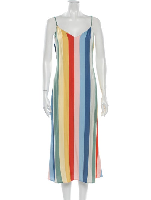 Reformation Striped Midi Length Dress Blue